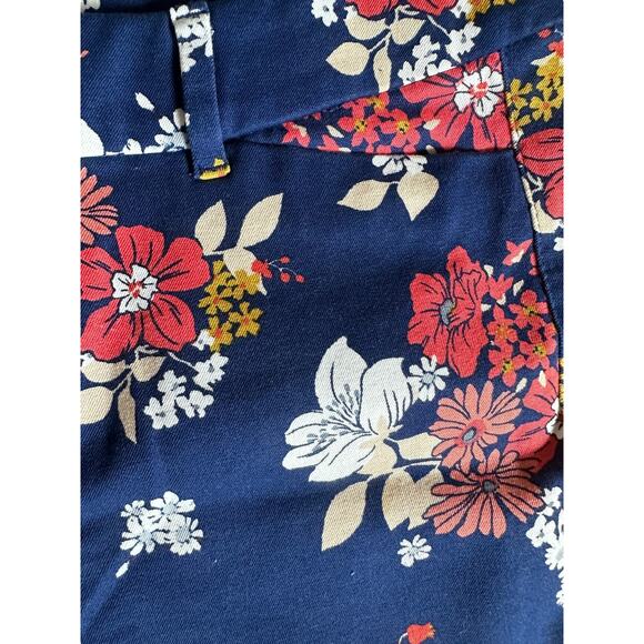 🍁 BUNDLE ONLY - 5/$15  Old Navy Floral Ankle Trousers, Navy Blue:Orange, size 8 - Picture 2 of 4